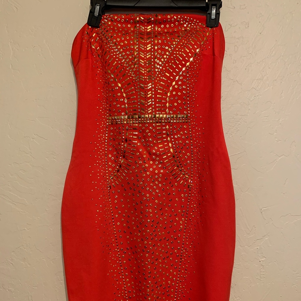 Red orange halter dress